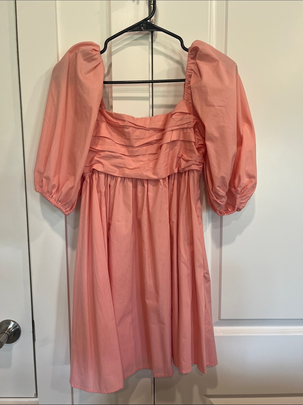 Abercrombie & Fitch Coral Pink Puff-Sleeve Mini Dress